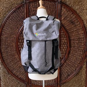 Microsoft Computer Top Loader Buckle Flap Large Backpack Book Bag Pack Gray